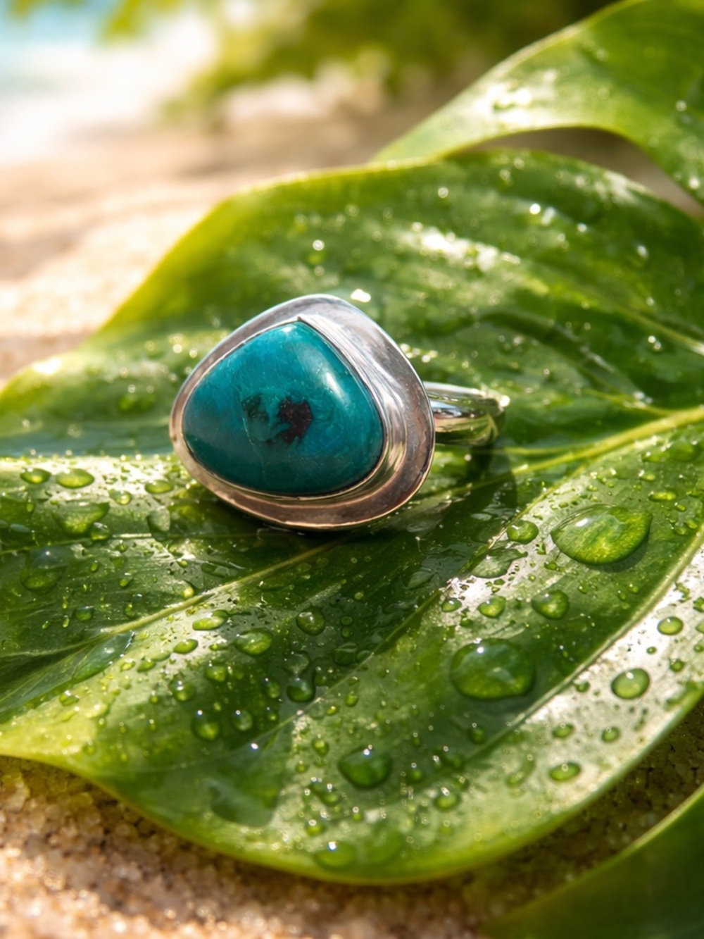 Azurite Chrysocolla Ring - Picture 5 of 15